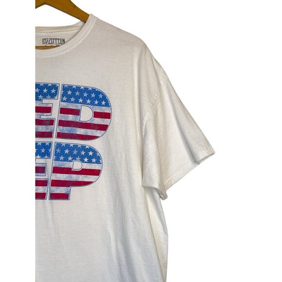 Led Zeppelin Women' Short Sleeve Band Patriotic Graphic T-Shirt Size XXL White - Picture 3 of 6